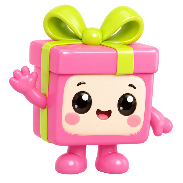 Giftie the Offer Box, waving hello